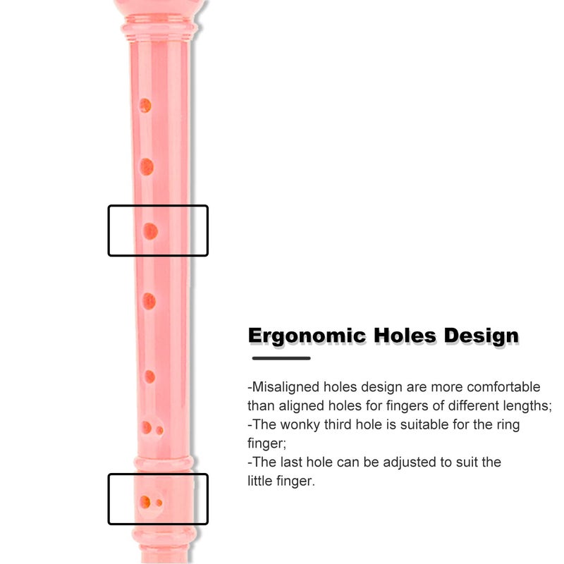 ENGIEGEE SJOYS ENGIEGEE 8-Hole Soprano Descant Recorder Kids Music Flute with Cleaning Rod & Case Bag For School Student Home Entertainment Pink - Image 5